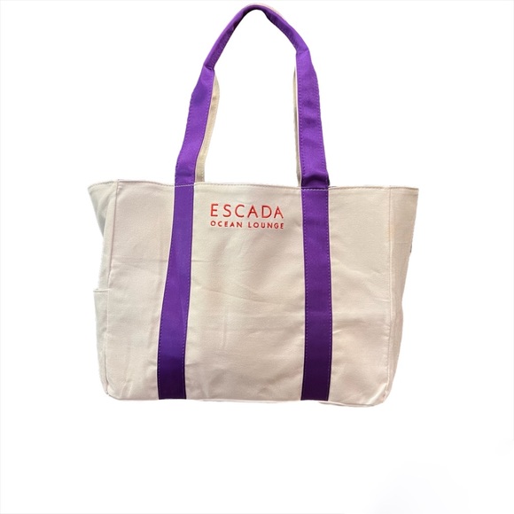 ESCADA Ocean Lounge Reversible Tote Bag NWOT 💜❤️ - Picture 4 of 10